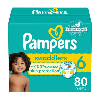 Pampers Swaddlers Diapers, Size S6 (23-44 lbs), 80 Count, Absorbent, Keeps Baby Dry and Comfortable, Skin Safe Disposable Baby Diaper 🍁 All In One Marketplace Canada