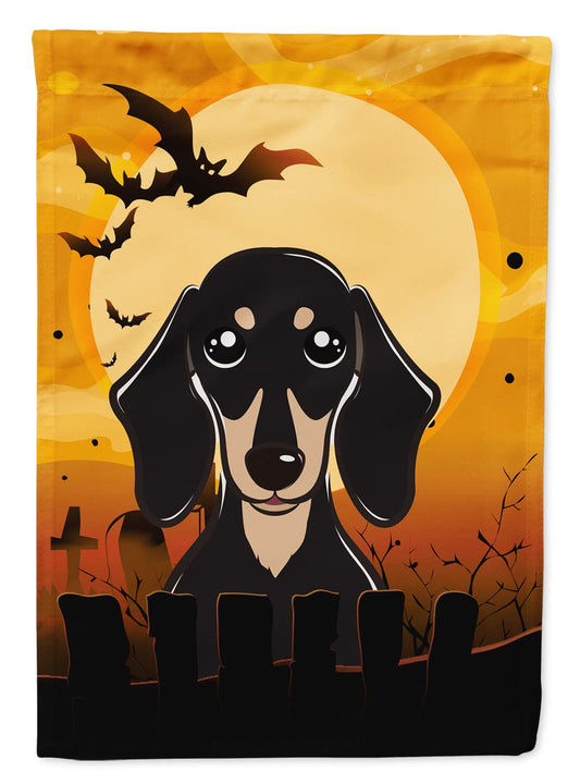 Caroline's Treasures BB1773GF Halloween Smooth Black and Tan Dachshund Garden Flag Mailbox Flag Decorative Yard Flag Banner Outside Patio Artwork Yard Flower Beds, Garden Size, Multicolor