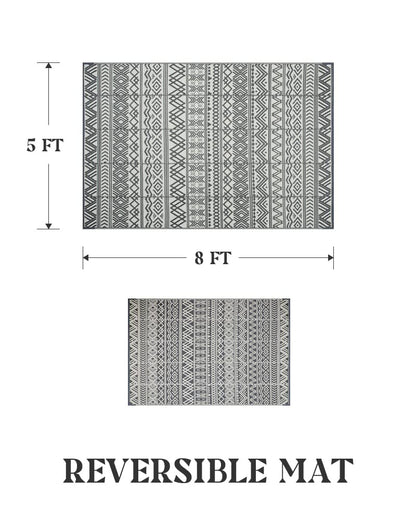 Outdoor Rug 5x8 ft Waterproof Outdoor Carpet-Patio RV Deck Camping Rug Portable Boho Rugs for Outdoor Area Rug Picnic Backyard Porch Beach Mat Grey 🍁 All In One Marketplace Canada
