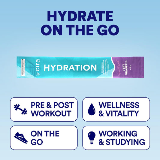 Cira Hydration Electrolytes Packets - Cira x Alicia McCarvell's Electrolyte Powder Sugar Free w Himalayan Salt, Daily On-the-Go Hydration Packets for Dehydration Relief - Very Grapeful, 20 Servings 🍁 All In One Marketplace Canada