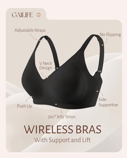 Gailife Womens Jelly Bra for Women Wireless Bras Seamless No Underwire Supportive Full Coverage T-Shirt Bra -New-Black-M 🍁 All In One Marketplace Canada