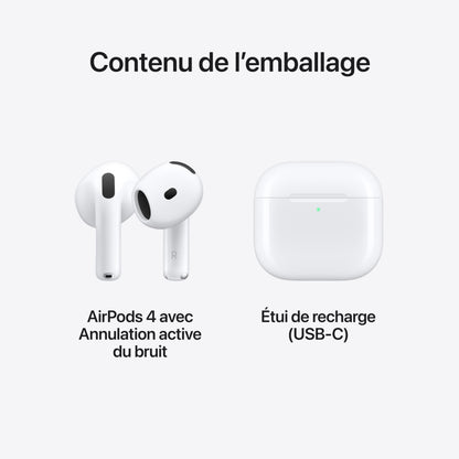 Apple AirPods 4 Wireless Earbuds, Bluetooth Headphones, with Active Noise Cancellation, Adaptive Audio, Transparency Mode, Personalized Spatial Audio, USB-C Charging Case, Wireless Charging, H2 Chip 🍁 All In One Marketplace Canada