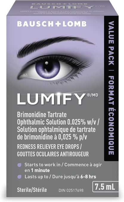 LUMIFY Eye Drops for Red Eyes, Redness Reliever for Brighter Looking Eyes, Works in 1 Minute & Lasts Up to 8 Hours, Eye Drops, 7.5 mL 🍁 All In One Marketplace Canada