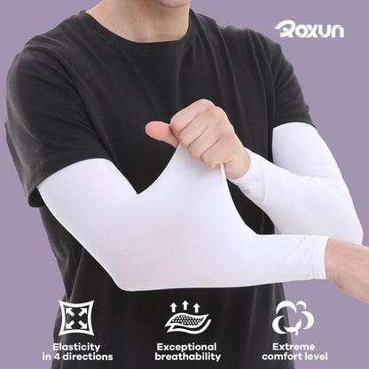 ROXUN 2 Pairs Arm Sleeves, Cooling UV Sun Protection Sports Compression for Men/Women 2 White 🍁 All In One Marketplace Canada