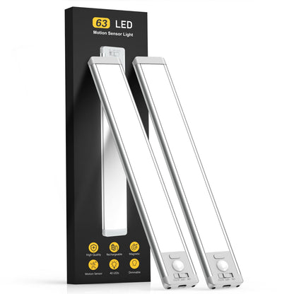 MCGOR Under Cabinet Lighting, 14.7" Rechargeable Motion Sensor Light Indoor, 2 Pack Magnetic Dimmable Closet Lights, Wireless Under Counter Lights for Kitchen, Stairs,Hallway 🍁 All In One Marketplace Canada