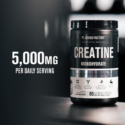 Jacked Factory Creatine Monohydrate Powder 425g - Canadian-Owned Informed Choice Certified Supplement for Increased Muscle Mass*, Improved Strength, Power, & Performance** - 85 Servings, Unflavored 🍁 All In One Marketplace Canada