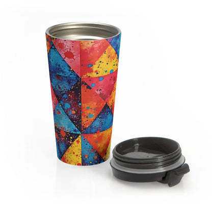 Colorful Geometric Splash Travel Mug — Stainless Steel Insulated Tumbler - AURABAGS SHOP