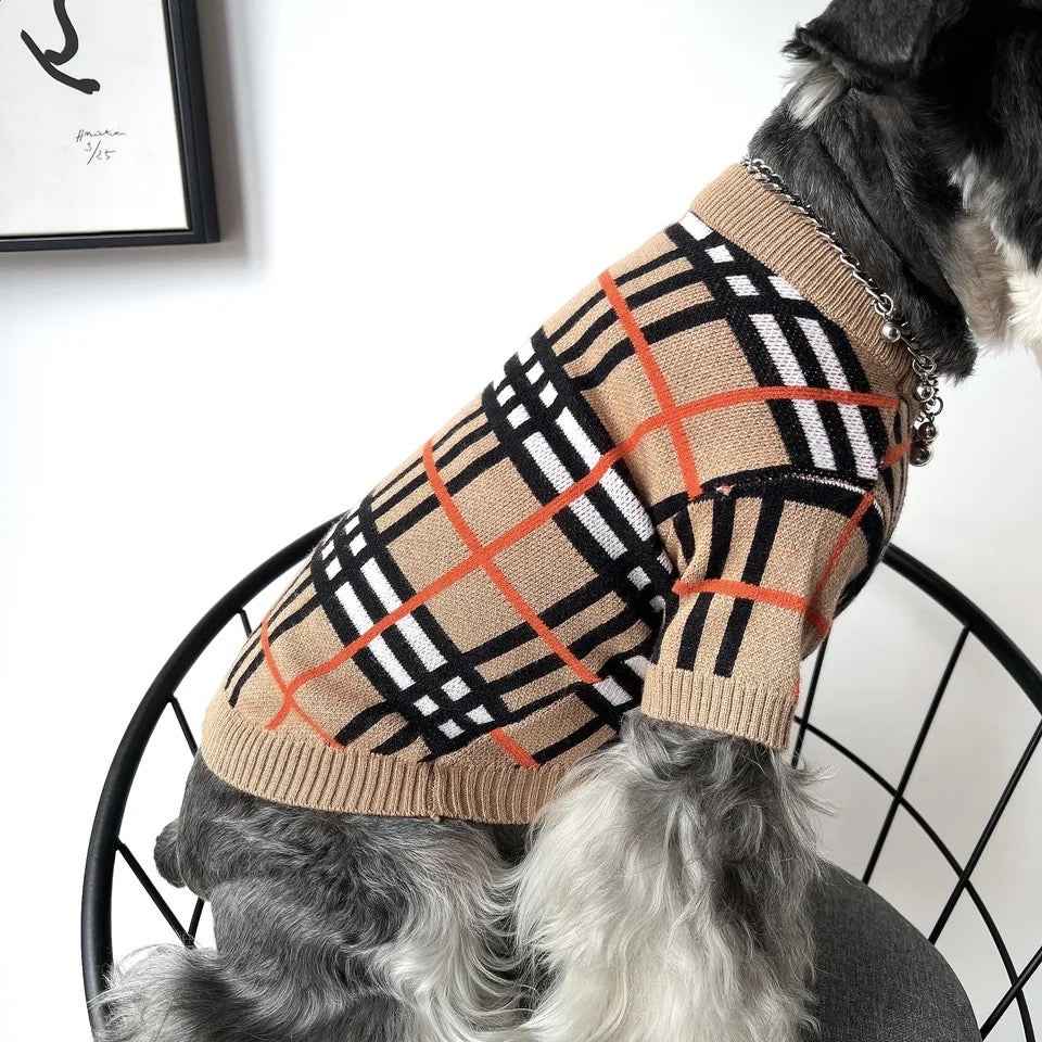 Dog Knit Sweater | Brrbrry Plaid Dog Sweater