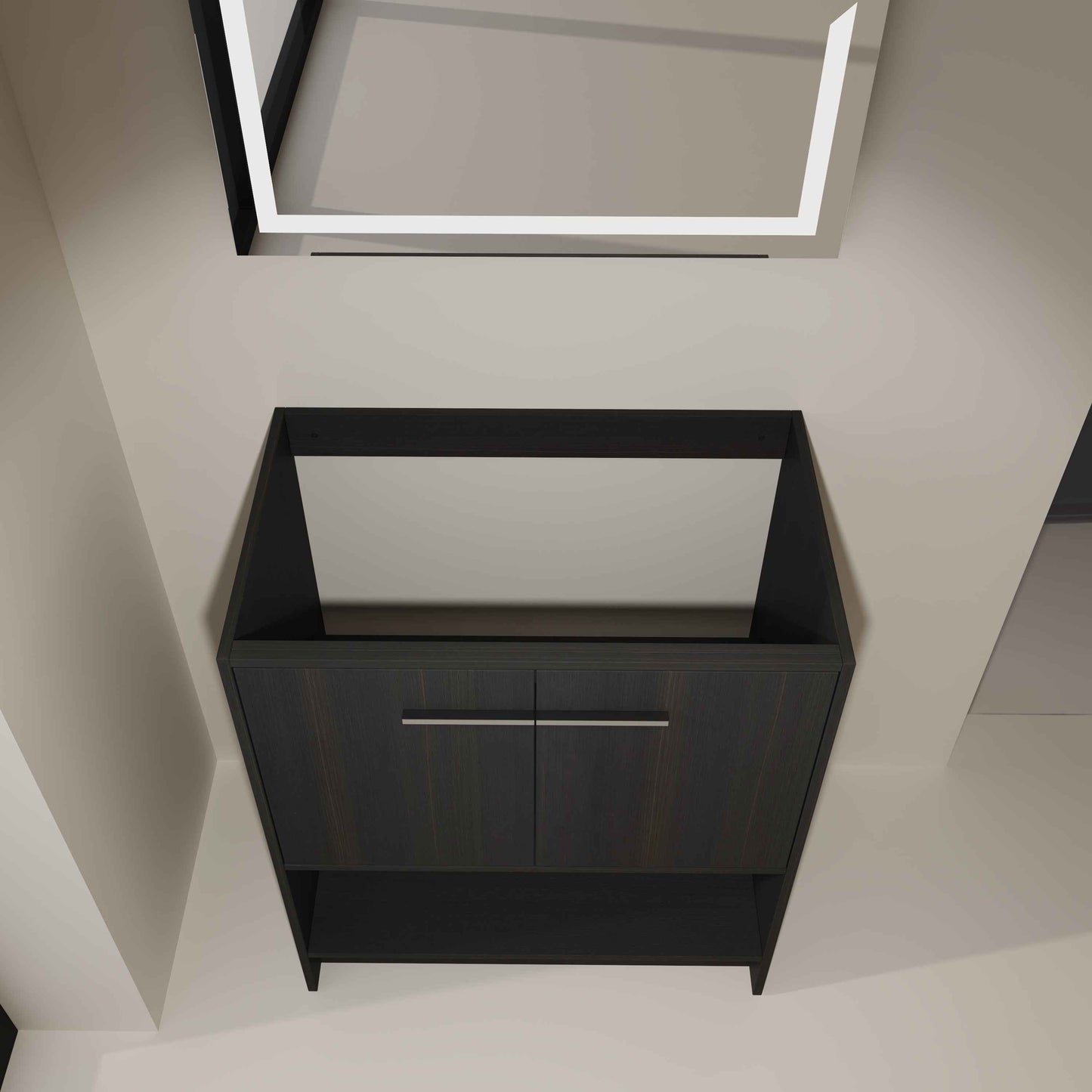 30" Bathroom Vanity Cabinet – Dark Oak Freestanding Plywood Vanity Base