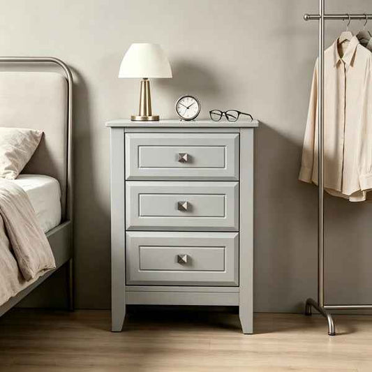 Modern 3-Drawer Grey Nightstand (United States Delivery Only)