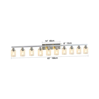 10-Light Brushed Nickel Bathroom Vanity Light Fixture – Clear Glass Wall Sconce Over Mirror with E26 Bulbs
