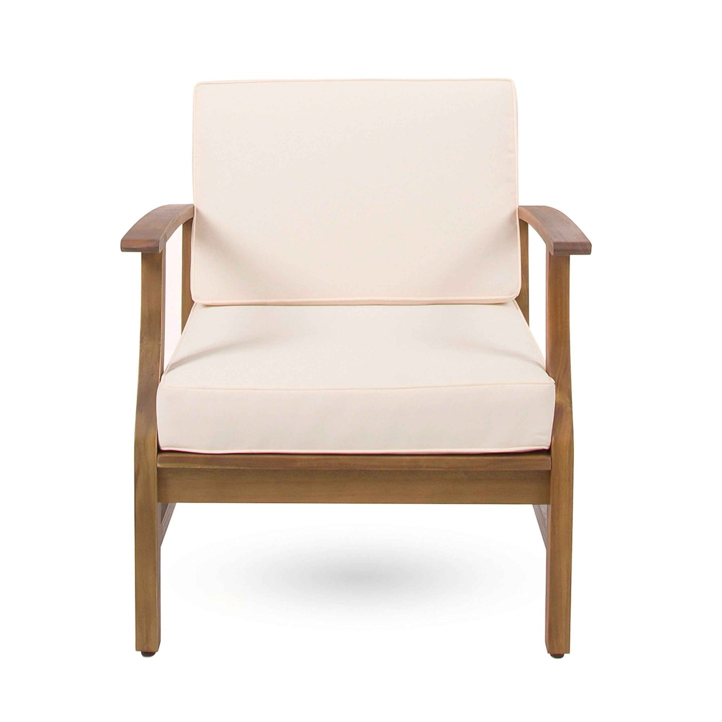 PERLA Club Chairs Set of 2 – Cream Acacia Wood Outdoor Patio Accent Chairs (Deliver to United States Only)