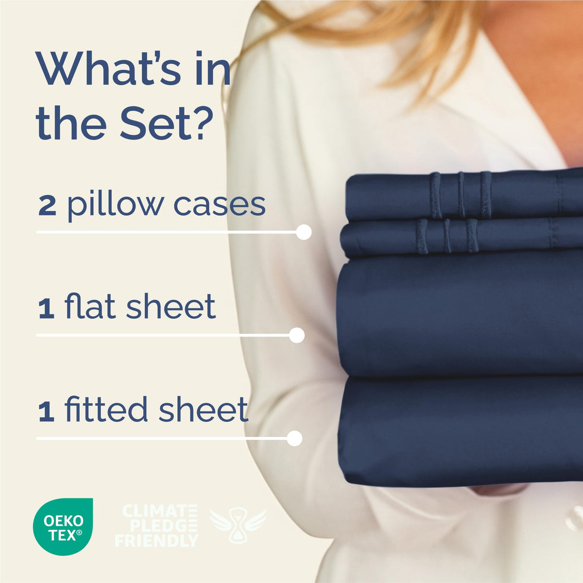 King Size 4 Piece Sheet Set - Comfy Breathable & Cooling Sheets - Hotel Luxury Bed Sheets for Women & Men - Deep Pockets, Easy-Fit, Extra Soft & Wrinkle Free Sheets - Navy Blue Oeko-Tex Bed Sheet Set 🍁 All In One Marketplace Canada