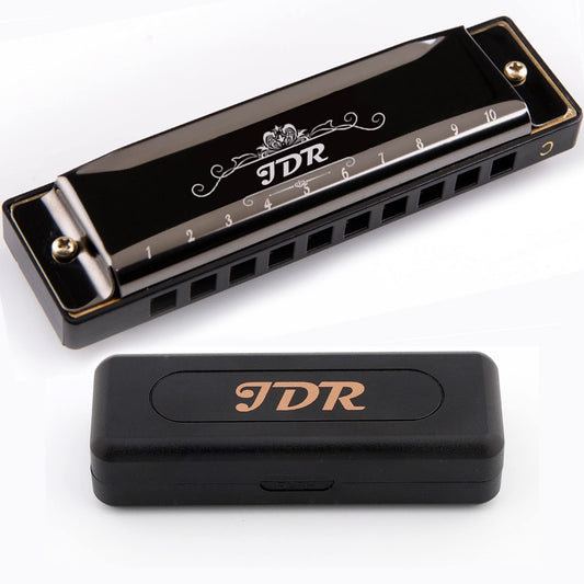 JDR Harmonica C, Blues armonica Key of C 10 Hole 20 Tone with Case Mouth Organ Standard Diatonic for Kids Beginner Adults Professional Player Teacher Parents Students Black New Year Gift 🍁 All In One Marketplace Canada