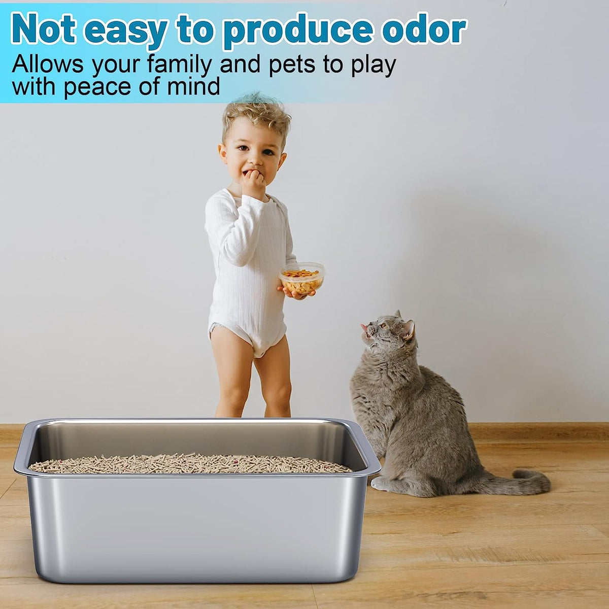 ZuHucpts Stainless Steel Cat Litter Box, Large Metal Litter Pan for Cats (20" Lx14 Wx6 H) 🍁 All In One Marketplace Canada