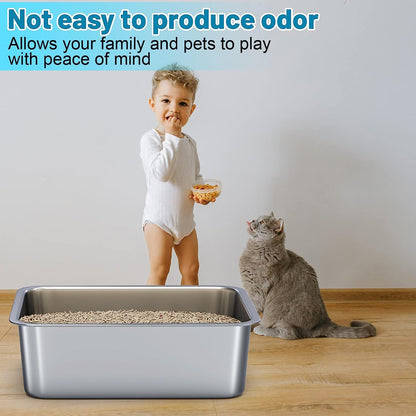 ZuHucpts Stainless Steel Cat Litter Box, Large Metal Litter Pan for Cats (20" Lx14 Wx6 H) 🍁 All In One Marketplace Canada