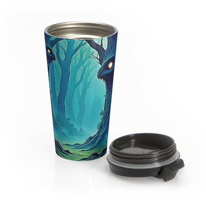 Travel Mug — Mystical Forest with Hidden Tree Spirits Stainless Steel Tumbler - AURABAGS SHOP