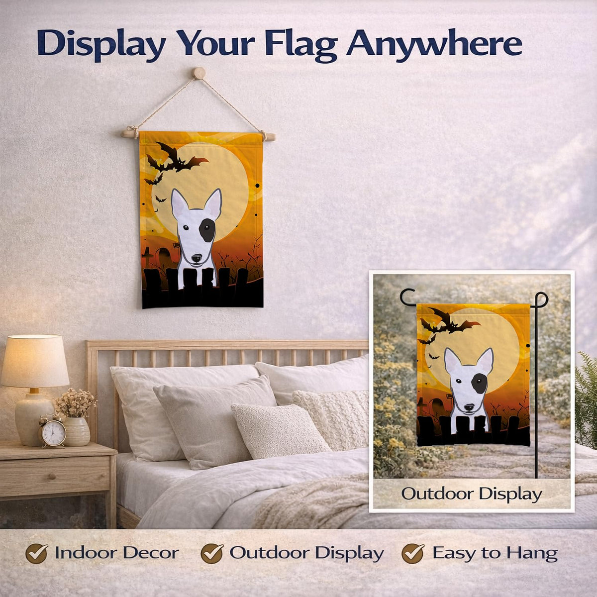 Caroline's Treasures BB1767GF Halloween Bull Terrier Garden Size Flag, Small, Multicolor