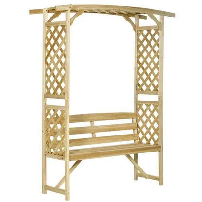 Natural Fir Wood Garden Arbor Bench with Trellis Arch, 63 x 78 in (United States Delivery Only)