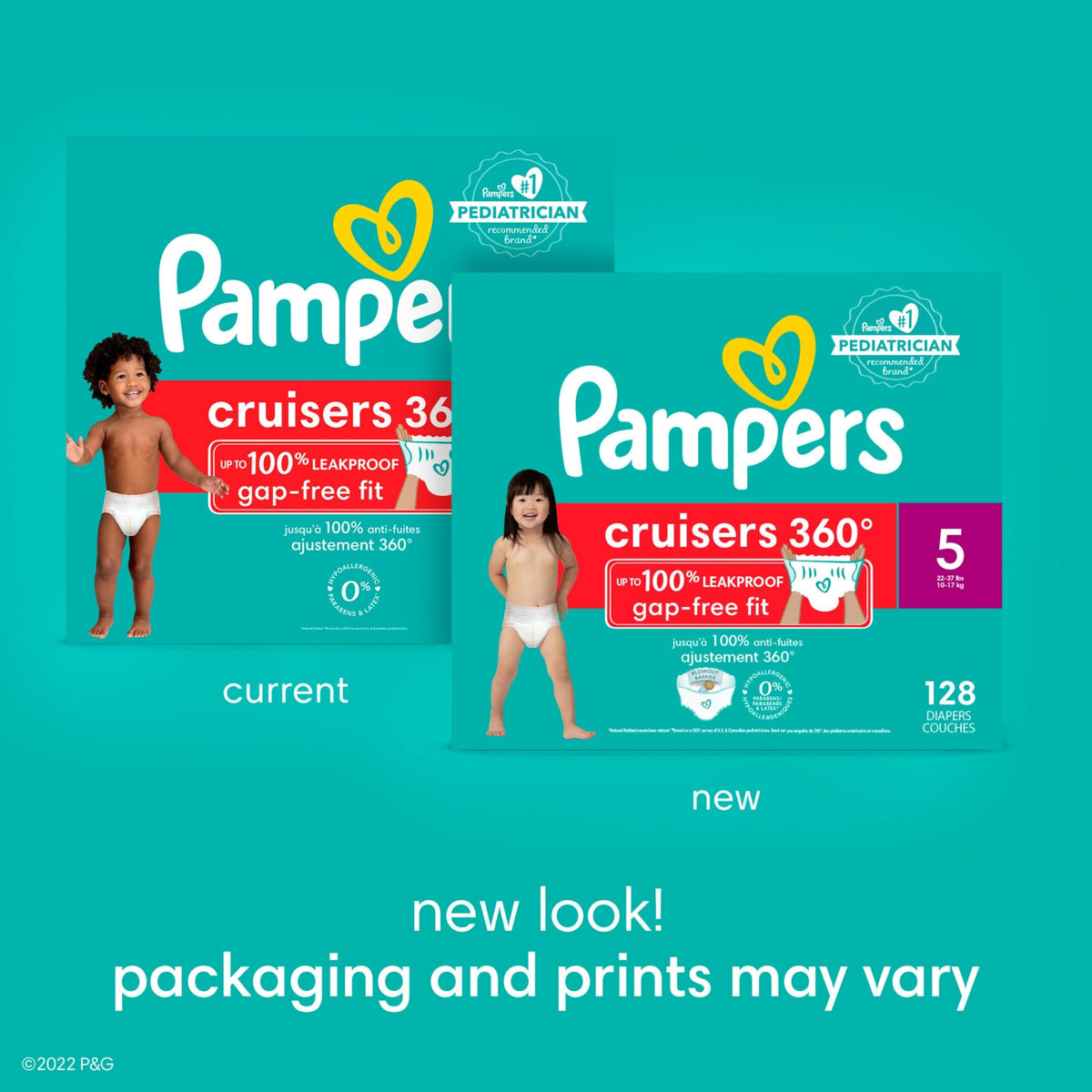 Pampers Diapers - Cruisers 360 degrees - Size 5, 128 Count, up to 100% Leakproof Fit, Designed for Active Babies, Pull On Diaper, EZ Off Tabs Designed for Easy Changes 🍁 All In One Marketplace Canada