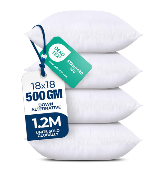Utopia Bedding Throw Pillows (Set of 4, White) – 18 x 18 Inches Down Alternative Pillows for Bed, Sofa, and Couch - Fluffy Decorative Stuffer Pillow for Indoors & Outdoors 🍁 All In One Marketplace Canada