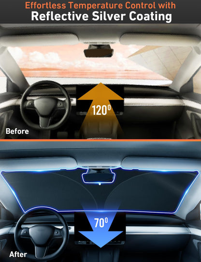 EcoNour Tesla Windshield Sunshade | 240T Polyester Shield for Model 3/Y | Superior UV & Heat Protection 🍁 All In One Marketplace Canada