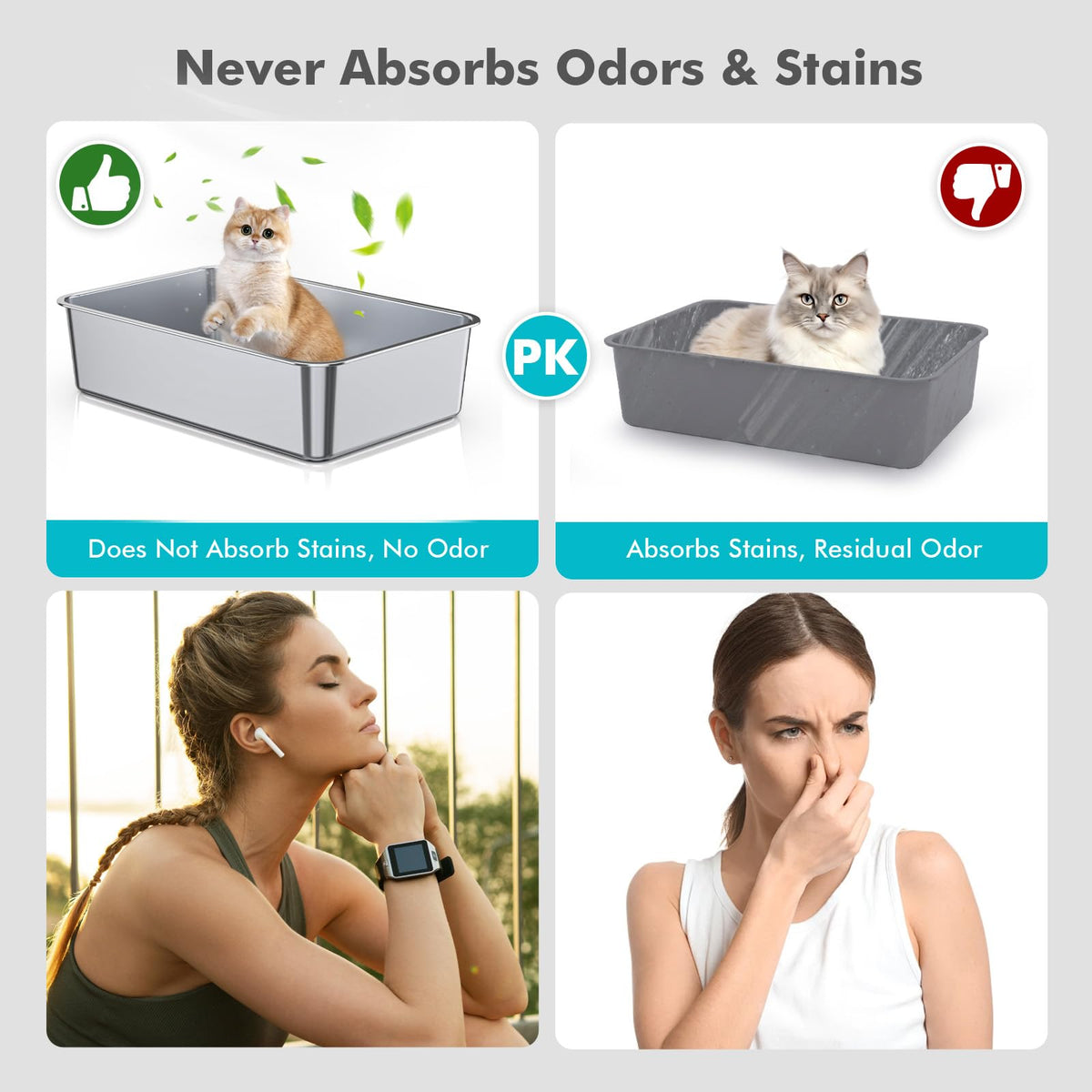 ZuHucpts Stainless Steel Cat Litter Box, Large Metal Litter Pan for Cats (20" Lx14 Wx6 H) 🍁 All In One Marketplace Canada