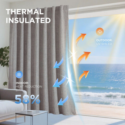 Joydeco Blackout Curtains 2 Panels - Natural Linen Curtains 84 Inch Long, Thermal Insulated Linen Light Blocking Drapes, Rod Pocket & Back Tabs, Darkening Privacy for Living Room Bedroom 🍁 All In One Marketplace Canada