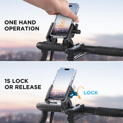 Miracase Bike Motorcycle Phone Holder, [1s Quick Lock] Bicycle Phone Mount Handlebar Cell Phone Clamp for Scooter, Compatible with iPhone Samsung Google 🍁 All In One Marketplace Canada