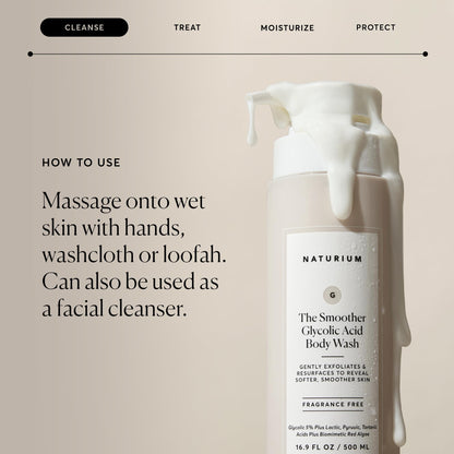 Naturium The Smoother Glycolic Acid Exfoliating Body Wash | With an AHA Blend of Glycolic & Lactic Acids, For Rough, Uneven Skin | 16.9 FL OZ / 500 ml 🍁 All In One Marketplace Canada