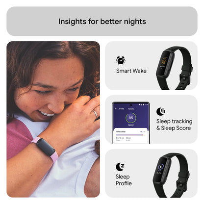 Google Fitbit Inspire 3 Health and Fitness Tracker with Stress Management, Workout Intensity, Sleep Tracking, 24/7 Heart Rate and More, Midnight Zen/black, One Size (S and L Bands Included) 🍁 All In One Marketplace Canada