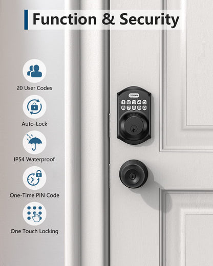 TEEHO TE001 Keyless Entry Door Lock with Keypad - Smart Deadbolt Lock for Front Door with 2 Keys - Auto Lock - Easy Installation - Matte Black 🍁 All In One Marketplace Canada