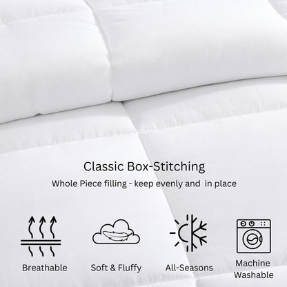 Comforter Twin Size Goose Down Alternative Microfiber Quilted Solid Comforter/Duvet Insert - Ultra Soft Hypoallergenic Bedding - Medium Warmth for All Seasons Twin Comforter - White 🍁 All In One Marketplace Canada