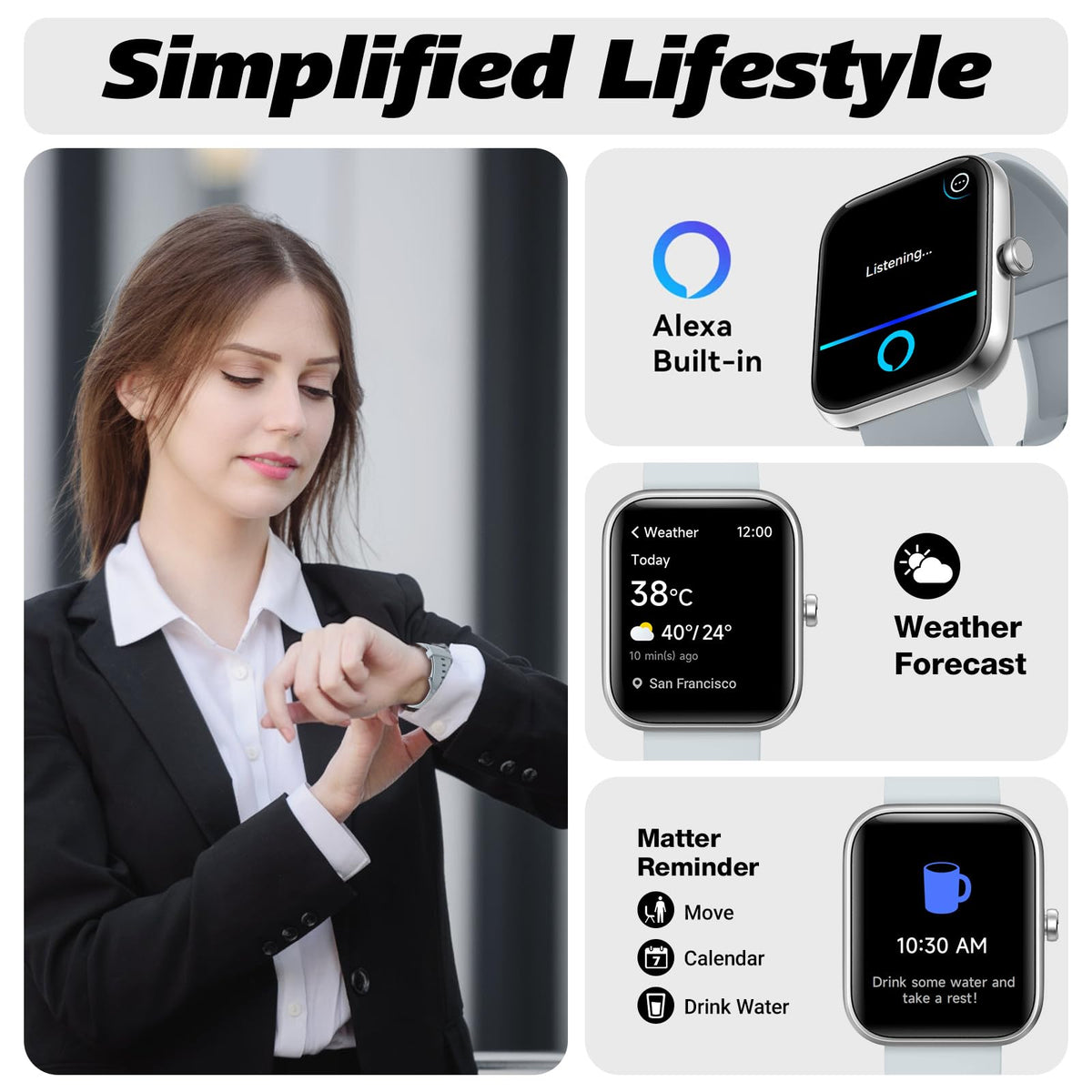 Smart Watch for Men Women with Bluetooth Call, Alexa Built-in, Heart Rate & Sleep Monitor, 1.83" DIY Dial Fitness Watch with 100+ Sport Modes, IP68 Waterproof, Compatible with Android iOS 🍁 All In One Marketplace Canada