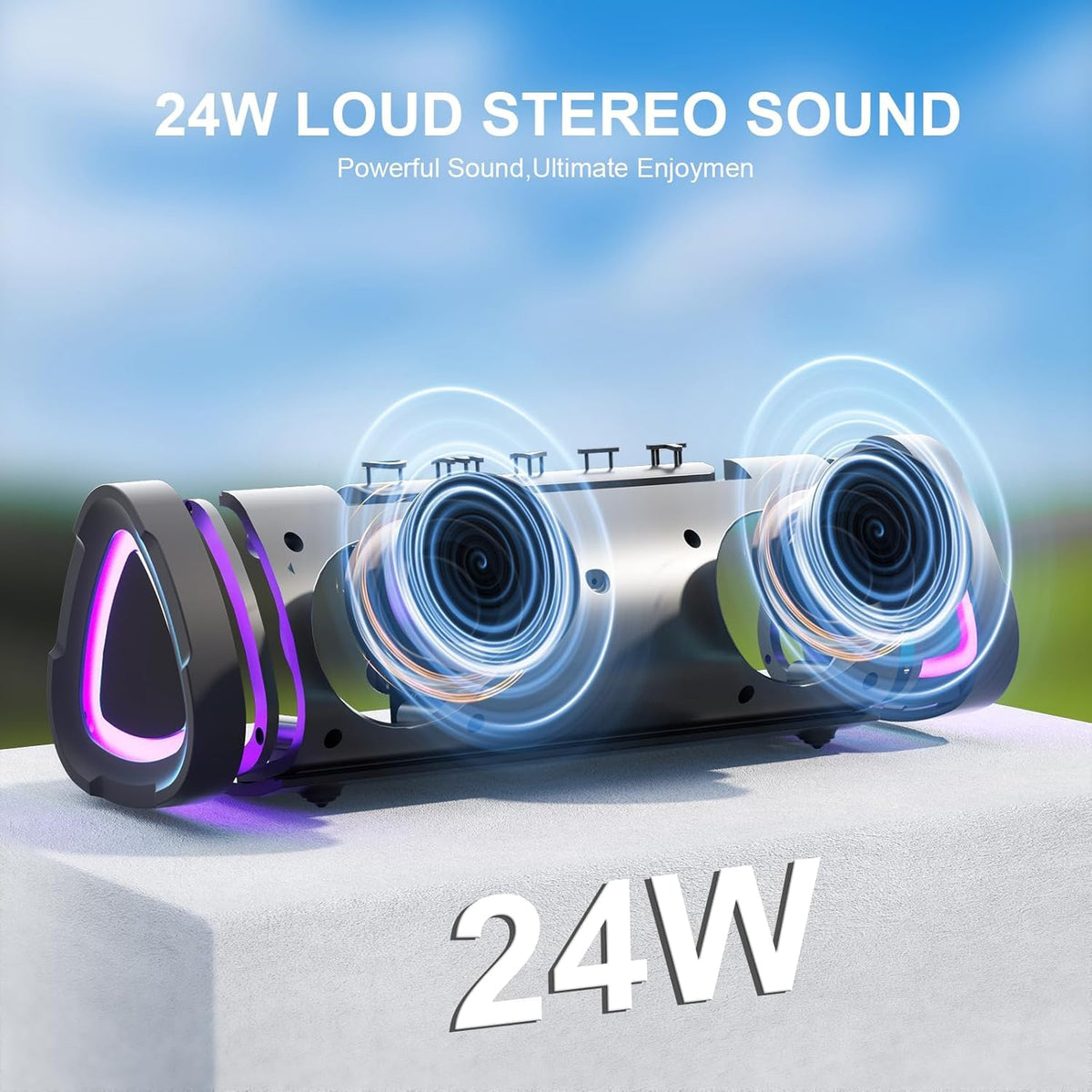 Bluetooth Speaker,Vanzon V40 Portable Wireless Bluetooth Speaker with IPX7 Waterproof, 24W HiFi Stereo Sound,24H Playtime, LED Lights and TWS Dual Pairing, Suitable for Home Outdoors Travel,Great Gift 🍁 All In One Marketplace Canada