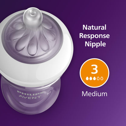 Philips Avent Natural Baby Bottles with Natural Response Nipples (Medium Flow, Flow 3), 9oz, 3-pack, SCY903/03 🍁 All In One Marketplace Canada