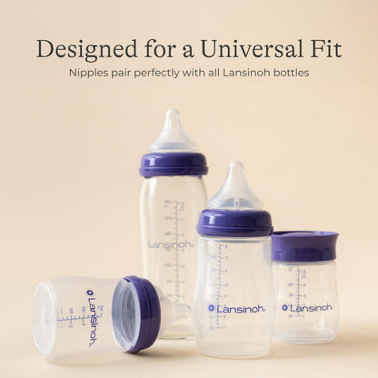 Lansinoh Anti-Colic Baby Bottles for Breastfeeding Babies, 240 ml (8 Ounces), 3 Count, Includes 3 Medium Flow Nipples, Size M 🍁 All In One Marketplace Canada