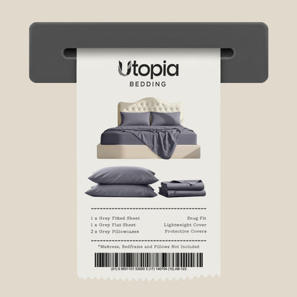 Utopia Bedding Queen Bed Sheets - 4 Piece Queen Size Cooling Sheet Set - Hotel Luxury Soft Breathable Microfiber, Oeko-TEX, Deep Pocket Easy Fit & Care, Fade & Wrinkle Resistant, Grey 🍁 All In One Marketplace Canada