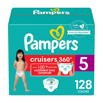 Pampers Diapers - Cruisers 360 degrees - Size 5, 128 Count, up to 100% Leakproof Fit, Designed for Active Babies, Pull On Diaper, EZ Off Tabs Designed for Easy Changes 🍁 All In One Marketplace Canada