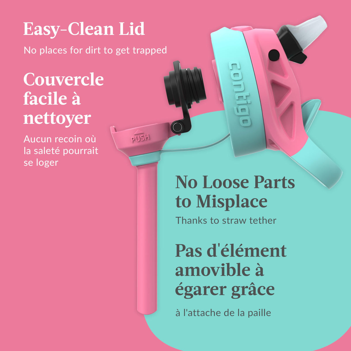 Contigo Kids Aubrey Straw Water Bottle with Leak-Proof Lid, BPA-Free Plastic, Dishwasher Safe, Azalea Jade Llama, 14 oz (414 mL) 🍁 All In One Marketplace Canada