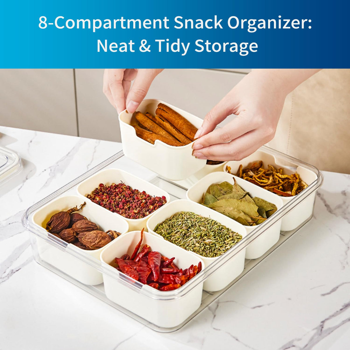 Pure Future 2-Pack Snackle Box Containers with Handles - Divided Serving Tray with Lids, 8 Compartments Charcuterie Box for Travel, Movie Nights & Parties (Hand Wash Only) 🍁 All In One Marketplace Canada