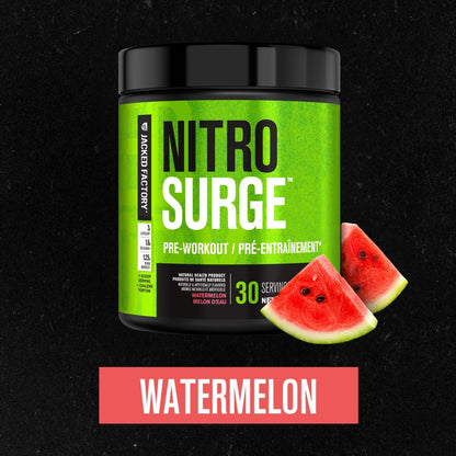 NITROSURGE Pre Workout Supplement - Endless Energy, Instant Strength Gains, Clear Focus, Intense Pumps - Nitric Oxide Booster & Preworkout Powder with Beta Alanine - 30 Servings, Watermelon 🍁 All In One Marketplace Canada