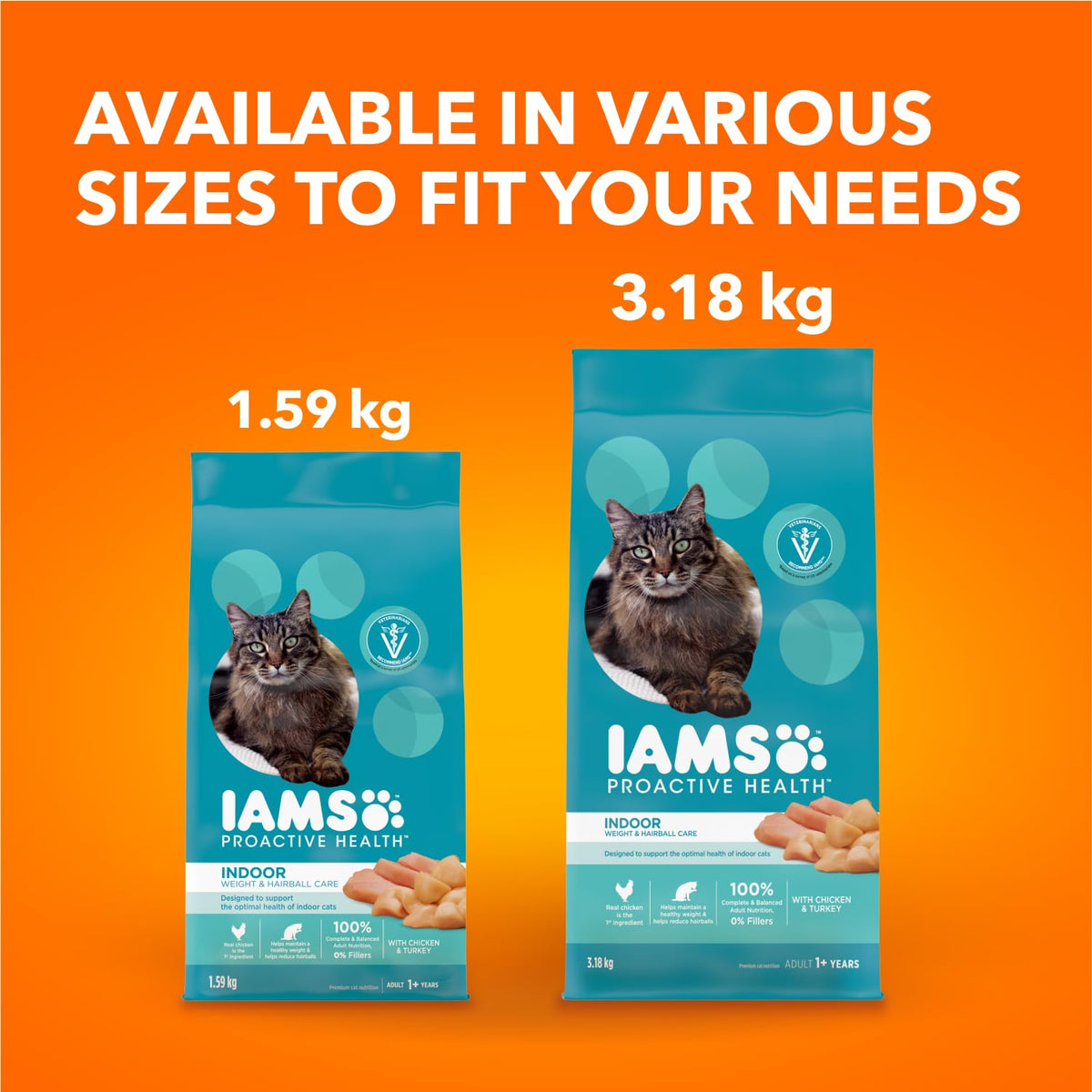 IAMS Proactive Health Indoor Weight & Hairball Care Adult Dry Cat Food – Chicken & Turkey – 3.18KG (7LB) Bag 🍁 All In One Marketplace Canada