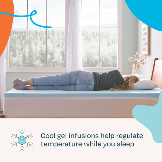Linenspa 2 Inch Memory Foam Mattress Topper, Gel Infused Twin Mattress Topper, CertiPUR-US Certified ,Topper Only 🍁 All In One Marketplace Canada