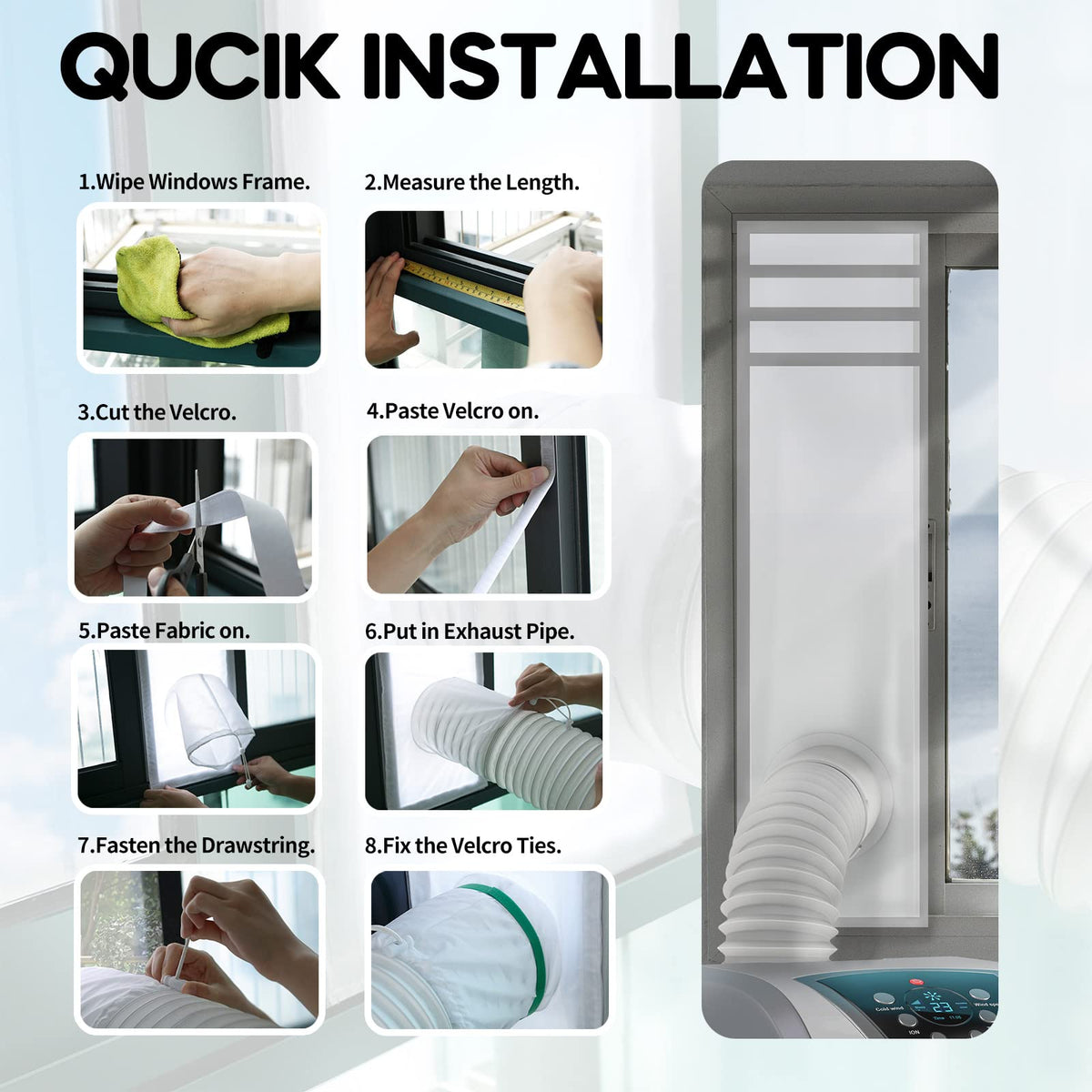 LOVIGA Window Seal for Portable Air Conditioner, 100% Sealing Effect AC Window Seal Vent Kit for Portable Air Conditioner Tumbler Dryer, 25x62~92cm Length Adjustable Waterproof 🍁 All In One Marketplace Canada