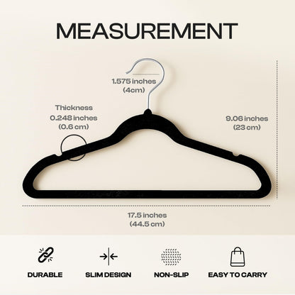 Utopia Home Velvet Hangers 30 Pack, Heavy Duty, Non-Slip, Space Saving Felt Clothes Hangers with 360° Hook & Notches (Black) 🍁 All In One Marketplace Canada