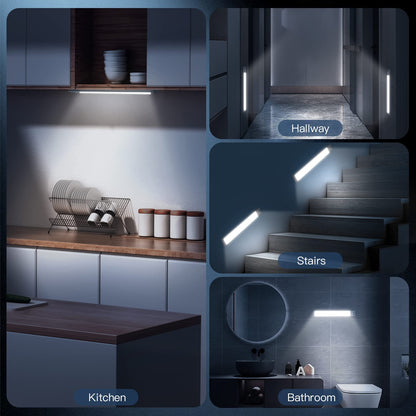 MCGOR Under Cabinet Lighting, 14.7" Rechargeable Motion Sensor Light Indoor, 2 Pack Magnetic Dimmable Closet Lights, Wireless Under Counter Lights for Kitchen, Stairs,Hallway 🍁 All In One Marketplace Canada