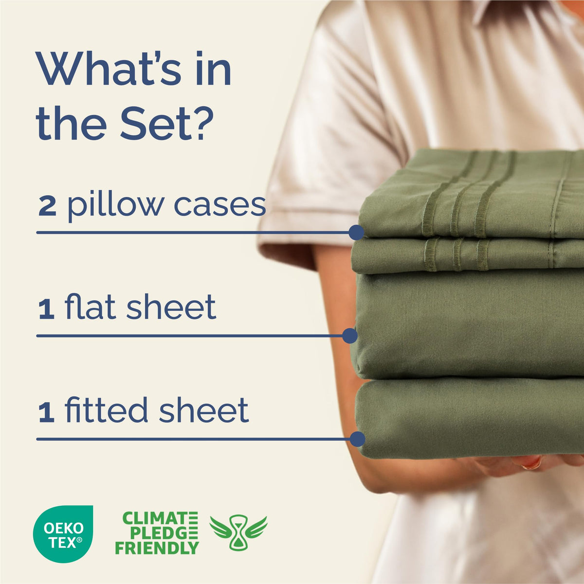King Size 4 Piece Sheet Set - Comfy Breathable & Cooling Sheets - Hotel Luxury Bed Sheets for Women & Men - Deep Pockets, Easy-Fit, Soft & Wrinkle Free Sheets - Sage Green Oeko-Tex Bed Sheet Set 🍁 All In One Marketplace Canada
