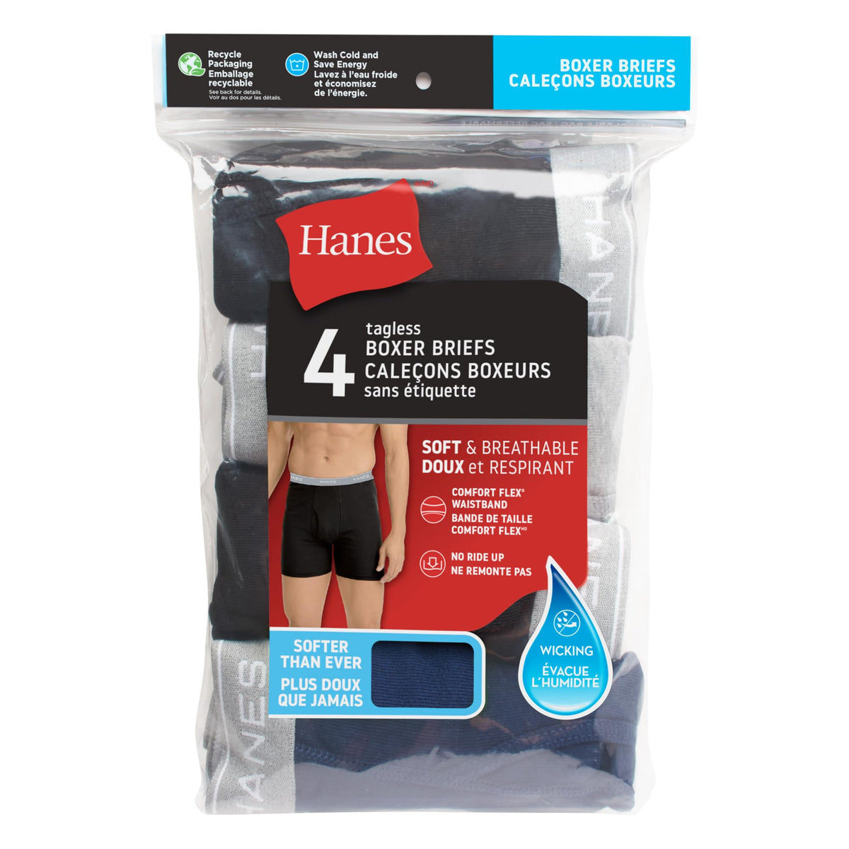 Hanes mens 4 Pack Boxer Briefs, Black/Grey, XXX-Large US 🍁 All In One Marketplace Canada