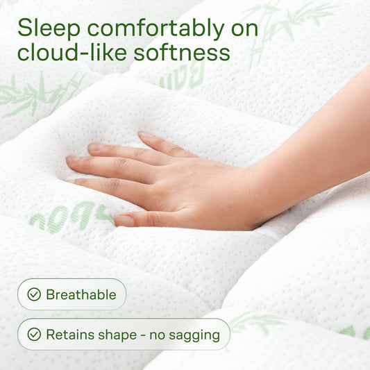 Bamboo Mattress Topper Queen RV Size - Thick Cooling Breathable Pillow Top Mattress Pad for Back Pain Relief - Deep Pocket Topper Fits 8-20 Inches (60x75 Inches, Green) 🍁 All In One Marketplace Canada